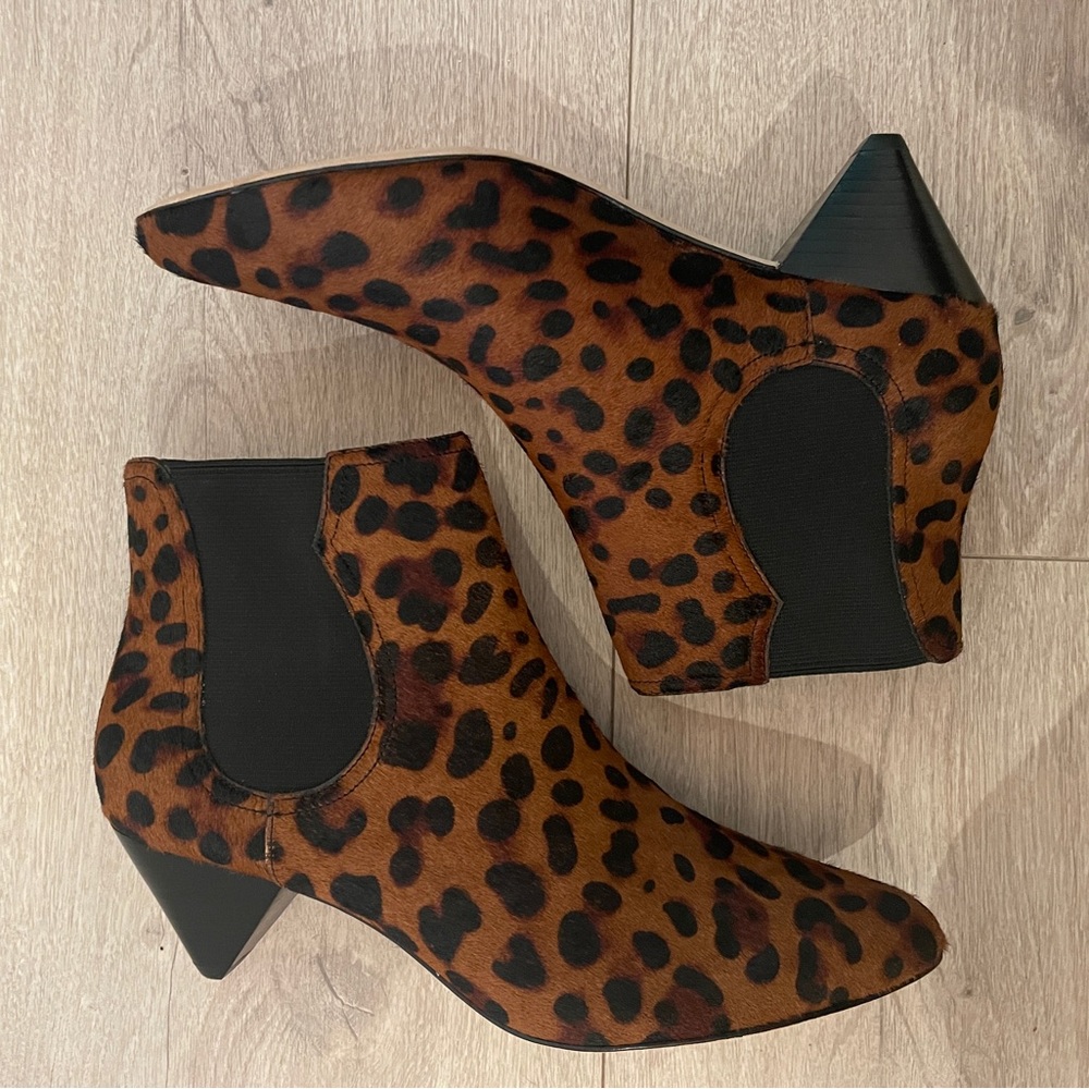 Joie calf hair leopard print bootie